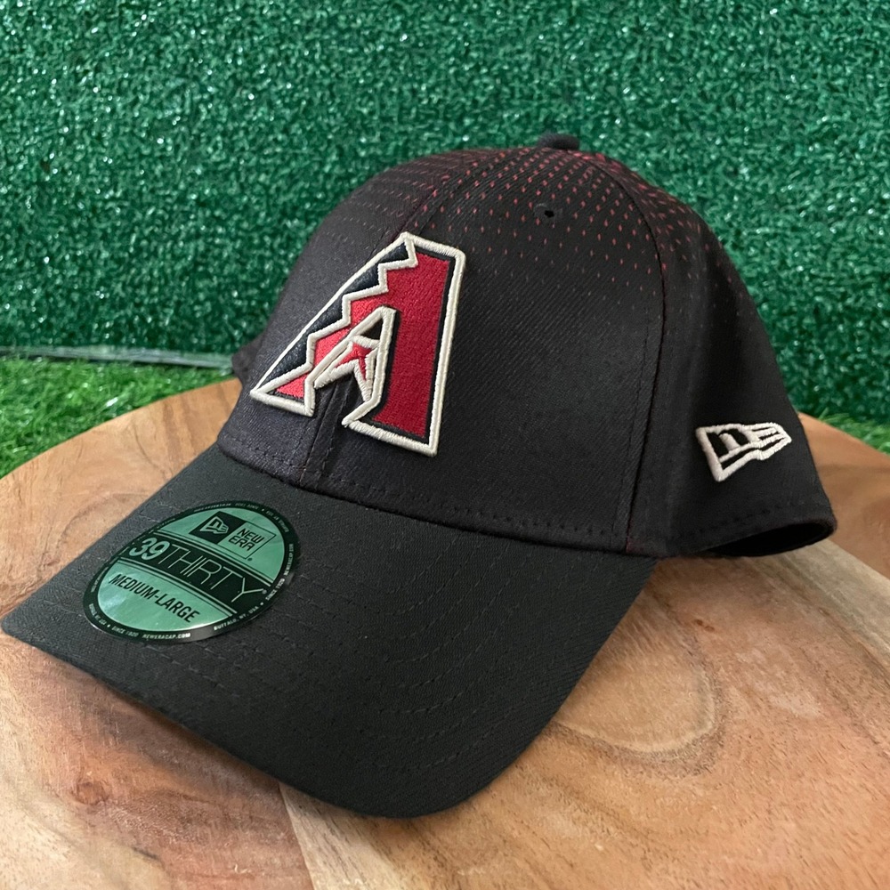 New Era 39THIRTY Arizona Diamondbacks Hat Mens Medium Large‎ Black Red Stretch